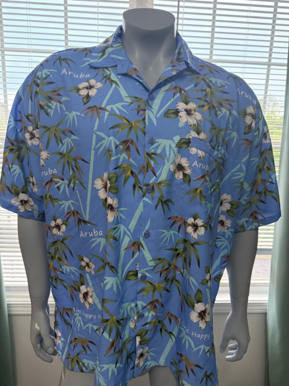 Rima Beachwear Blue Floral Aruba Hawaiian Shirt for Men